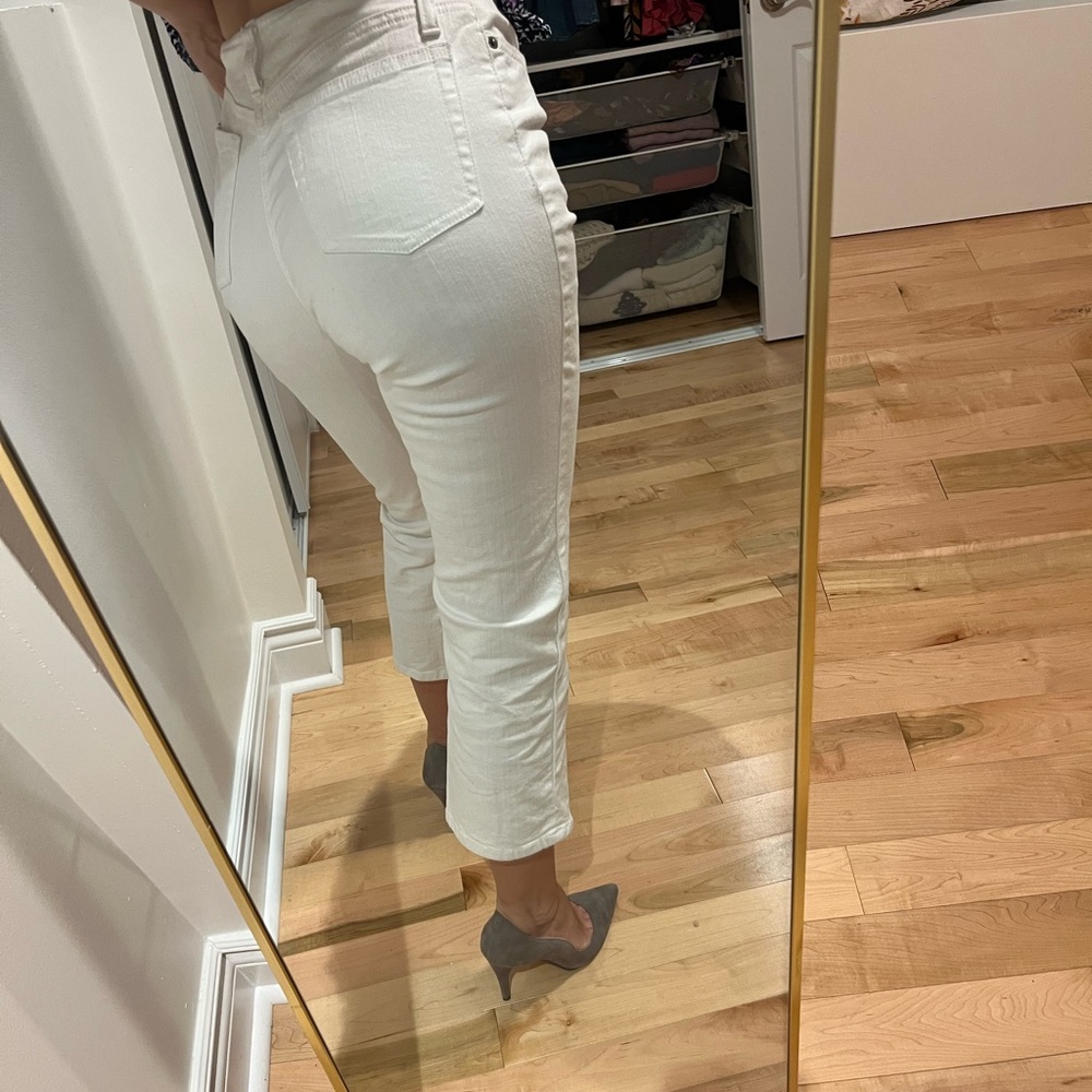 Roots vintage white Ankle Jeans for Women cropped elastic denim retro pants S/M - Picture 2 of 4